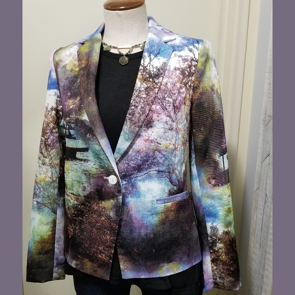 Inbdue Multicolor Photo Printed Cotton Blazer 4